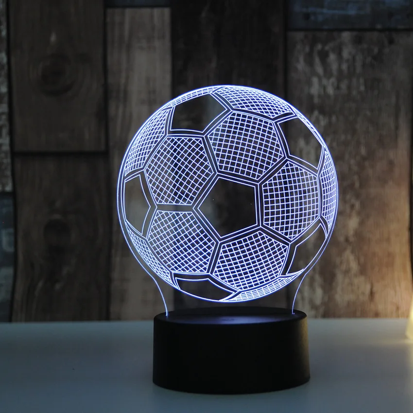 

World Cup Football Night Light 3D Acre Bedroom Lantern Touch USB Battery Power LED Changable ABS Acrylic Black Bottom Colorful