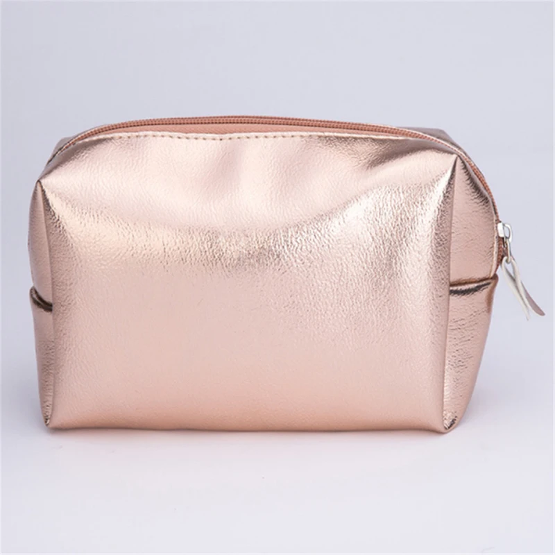  Women Cosmetic Bag Pink Gold Makeup Bag Zipper Make Up Handbag Organizer Storage Case Pouches Toile