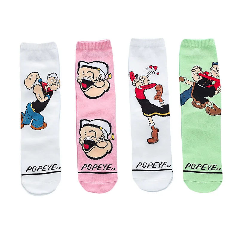 Новые забавные Женские носочки, Мужские Короткие Носки с рисунком Popeye, модные милые женские носки с героями мультфильмов