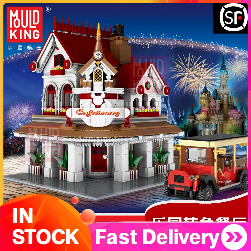 

11003 2527pcs MOULD KING Street View Creator Series Paradise Corner Restaurant Model Building Blocks Bricks For Children Toys