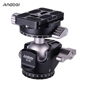 

Andoer D-30 Panorama Ball Head Tripod Mount Adapter Dual Panoramic Scale U-Groove Design Aluminium Alloy Max. 18kg/40lbs Load