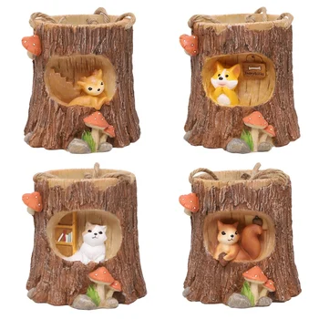 

Household Cute Decorative Forest Swing Curve Flower Pot-Squirrel For Garden Desktop Home Decoration Accessories