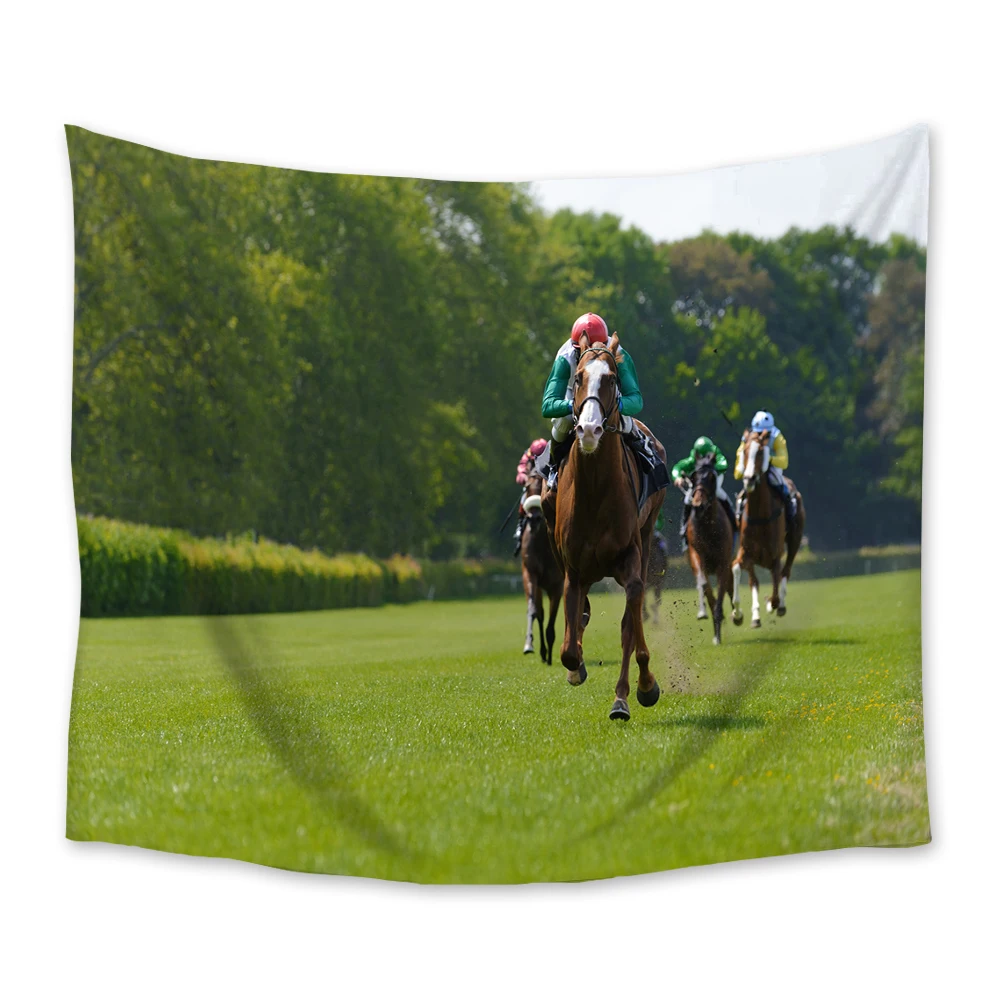 

Horse Racing Sports Competition Tapestry Wall Hanging Room Carpet Dorm Tapestries Art Home Decoration Accessories
