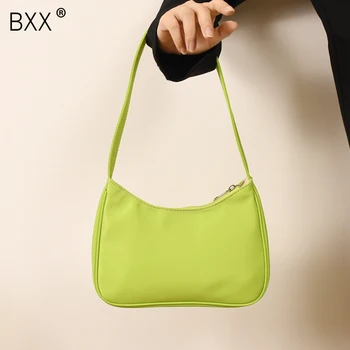 

[BXX] Small Casual Nylon Bags For Women 2020 Summer Elegant Shoulder Handbags Female Travel Lady Fashion Solid Color Bag HN289