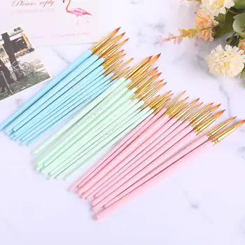 

10Pcs Round Pointed Spike Tip Oil Painting Brushes Nylon Hair Artists Watercolor Paintbrushes Drawing Pen Tools Set