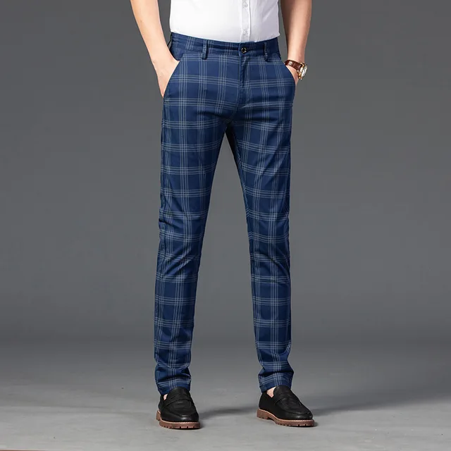 Pantaloni scozzesi estivi Beige neri pantaloni da uomo stile coreano  Regular Fit pantaloni da ufficio pantaloni eleganti da uomo Wendding|Suit  Pants| - AliExpress