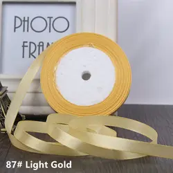 Elegant 25 - Yard Grosgrain Satin Ribbon for DIY Wedding & Christmas Decorations, Crafting, Gift Wrapping, and Bow Making - 6mm to 50mm Width (Light Gold ribbon)