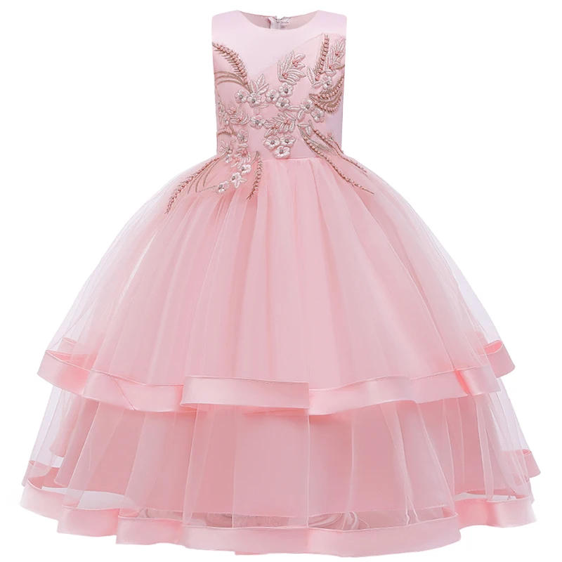 Г., детское кружевное платье с цветочным рисунком для девочек вечерние/свадебные платья подружки невесты с цветочным рисунком для девочек бальное платье, торжественное длинное платье для выпускного вечера От 7 до 15 лет платье для подростка - Цвет: pink