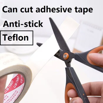 

Teflon Scissors Anti-stick Can Cut Adhesive Tape ABS Handle Home Garden Kitchen Anti Rust 70x165mm Cutting Tools Deli 6055