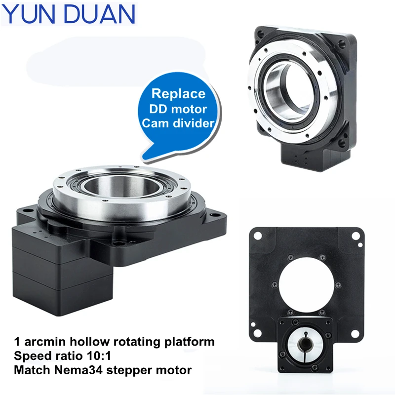 US $435.50 High precision Nema34 gearbox 1011811 arcmin rotary gearbox Electric hollow rotating platform Replace direct drive motor
