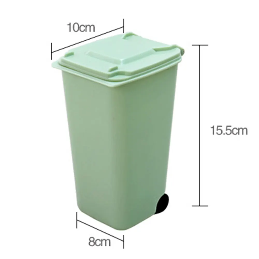 

Dustbin Wheelie Trash Can Creative Mini Plastic 4 Color Dust Small Scissors School Storage Bin Waste Bins Markers 10*8*15.5cm
