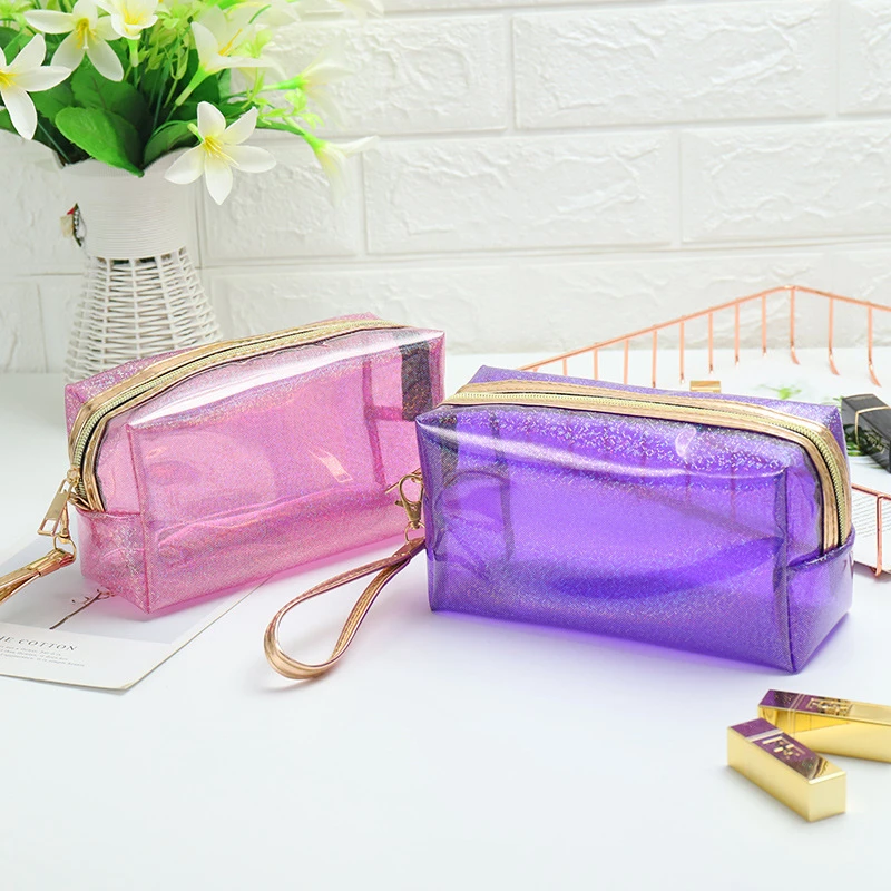 

Fashion Transparent Sequin Cosmetic Bag Travel Makeup Bag Make Up Organizer Storage Pouch Toiletry Women Beauty Zipper Wash Case