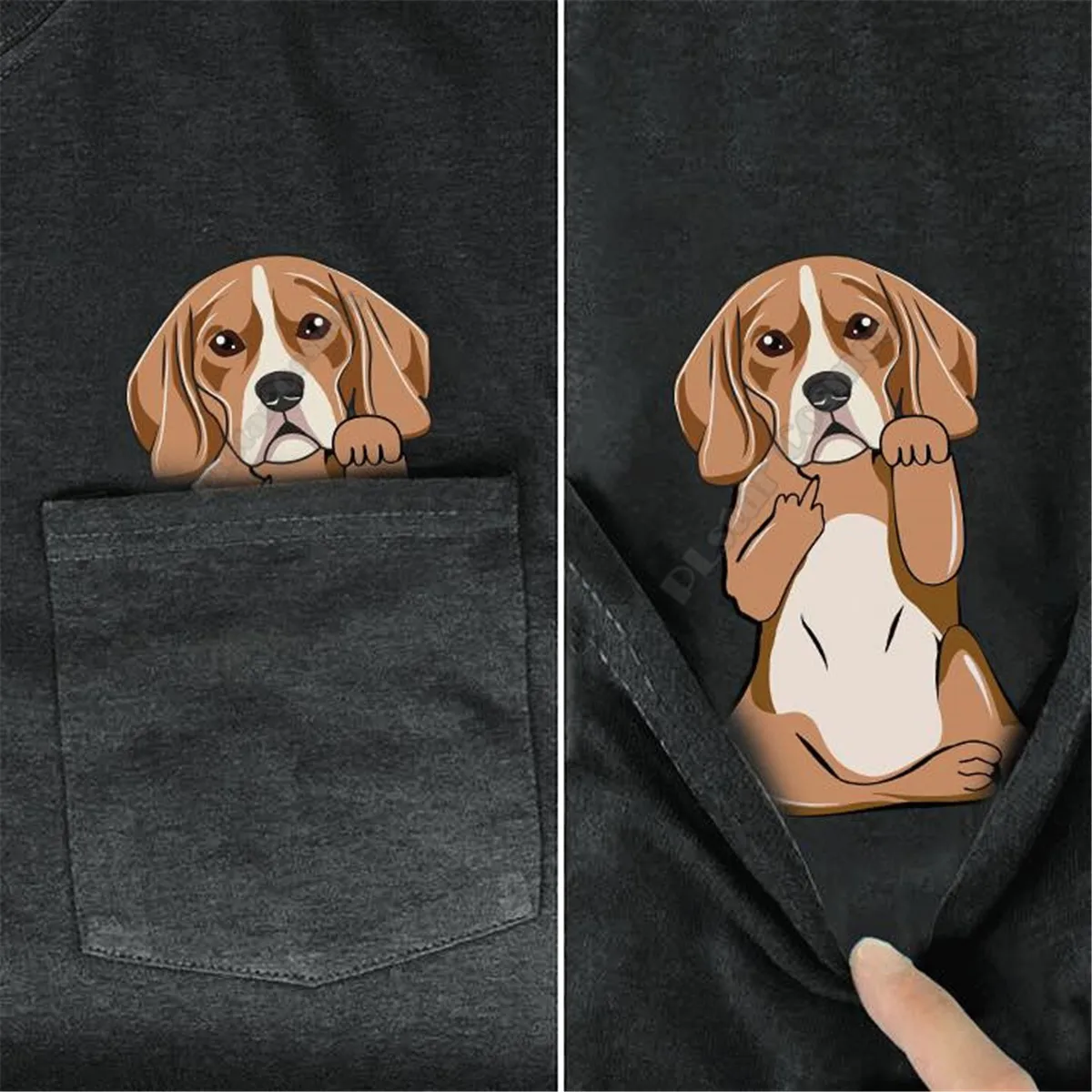 

PLstar Cosmos T Shirt summer pocket BEAGLE printed t-shirt men for women shirts tops funny cotton black tees