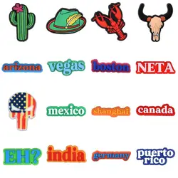 New Arrival American State Croc Shoe Charms India Mexico Canada Puerto Rico Shoes Decorations Country Vegas Houston Accessories