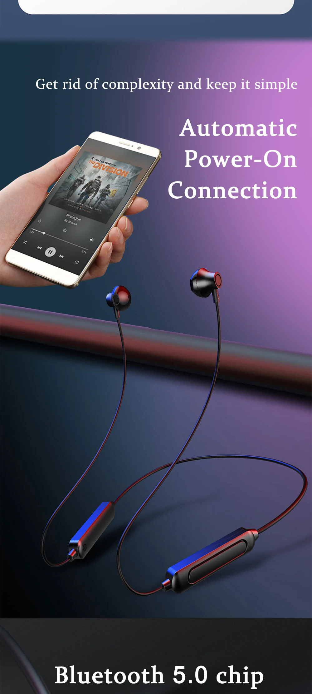 Pescoço-estilo magnético fone de ouvido bluetooth sem