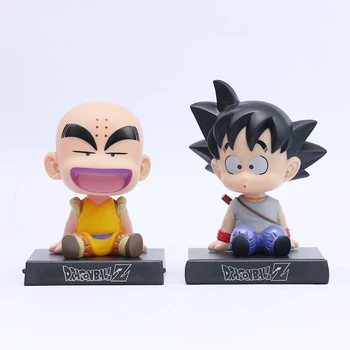 

[Funny] 2pcs/lot Anime Dragon Ball Son Goku and Kuririn Shaking head figure model Car ornament Mobile phone holder toy gift