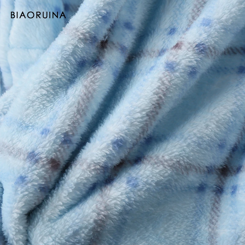 BIAORUINA 4 цвета Женские Фланелевые толстые длинные халаты с поясом женские зимние теплые халаты шаль воротник одежда для сна