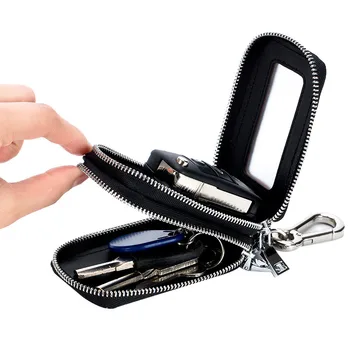 

Leather Crocodile Pattern Key Ring Car Key Double Zipper with Window