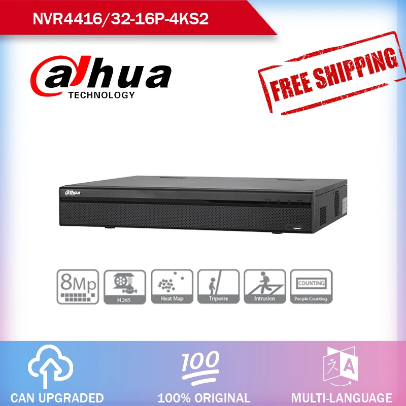 Dahua NVR POE видеорегистратор 16Ch 32CH NVR4416 16P 4KS2 NVR4432 1.5U H.265 H.264 16PoE порты разрешение 8MP