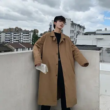 

2020 New Korean Casual Loose Explosion Spring Style Solid Color Over The Knee Long Windbreaker Jacket Trend