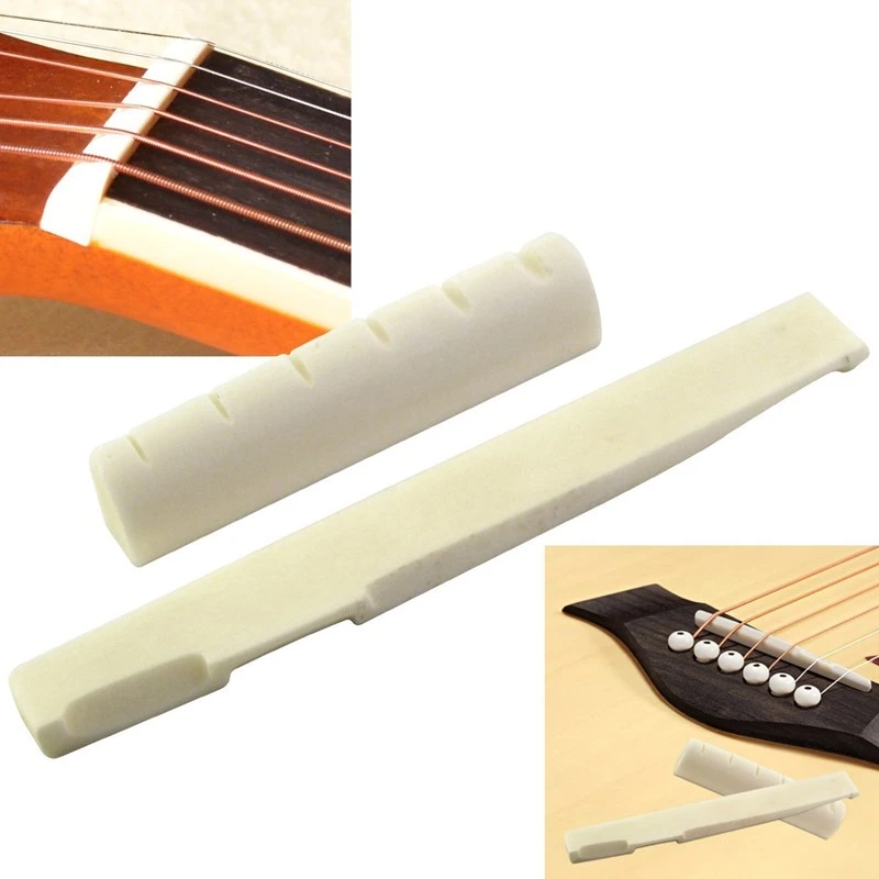 Piezas de guitarra blanca clásica, 6 cuerdas, puente de sillín y tuerca, juego de marfil, repuesto de guitarra acústica, 2 piezas|Partes y de guitarras| - AliExpress
