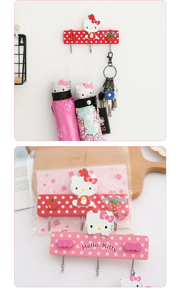 Милый мультяшный крючок hello Kitty Cat за дверью, крепкий клей, вешалка с отверстием, свободный кухонный настенный крючок, аксессуары для украшения дома