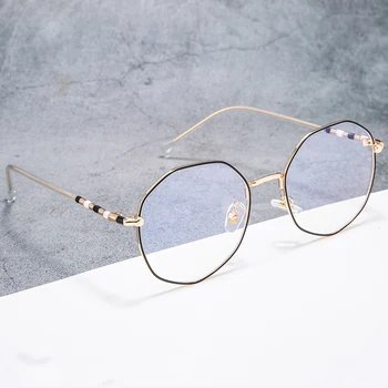 

seemfly New Vintage Irregular Anti Blue Light Glasses Women Men Metal Frame Optical Eyewares Spectacle Frame For Myopia