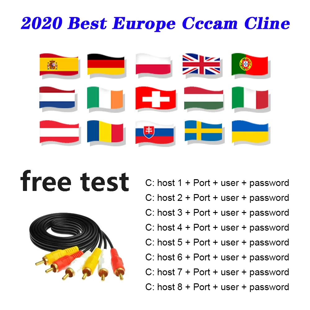 

CCCAM Europe Cline 7 lines For Spain uk Germany Netherland Polsat for Satellte receiver decoder ziggo