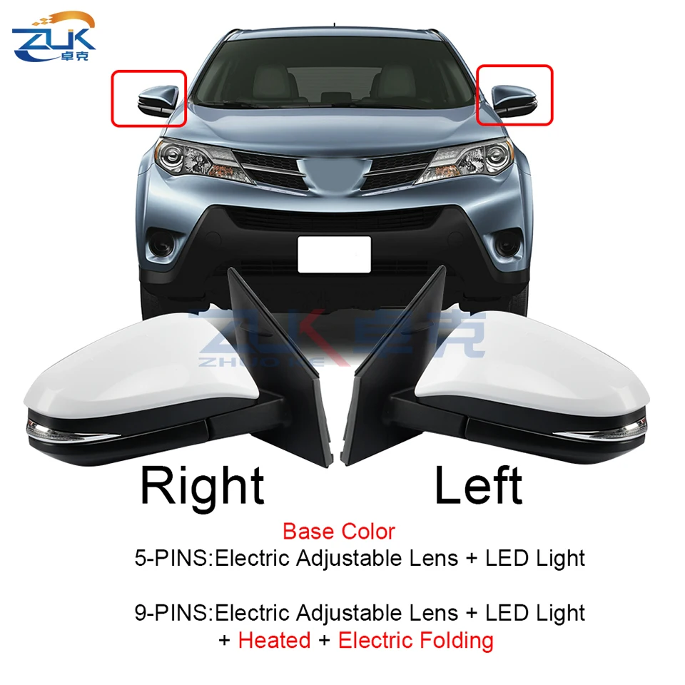 Для TOYOTA RAV4 2013 2014 2015 2016 2017 2018 5/9 pin|Зеркала и крышки| |