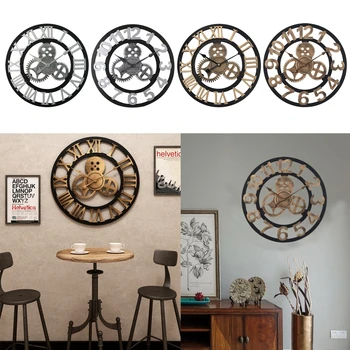

40/50cm Vintage Silent Wall Clock Arabic Roman Numeral Pendulum Clocks for Living Room Bedroom Kitchen Office Home Decor