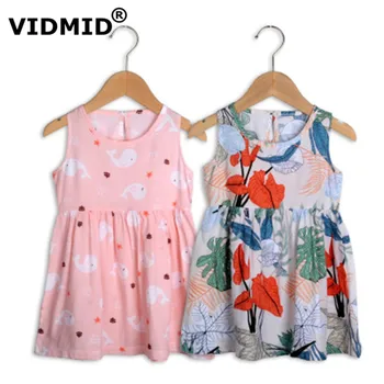 

VIDMID baby girls summer cartoon sleeveless dresses cotton clothes dresses kids girls casual dresses children clothing 7119 02