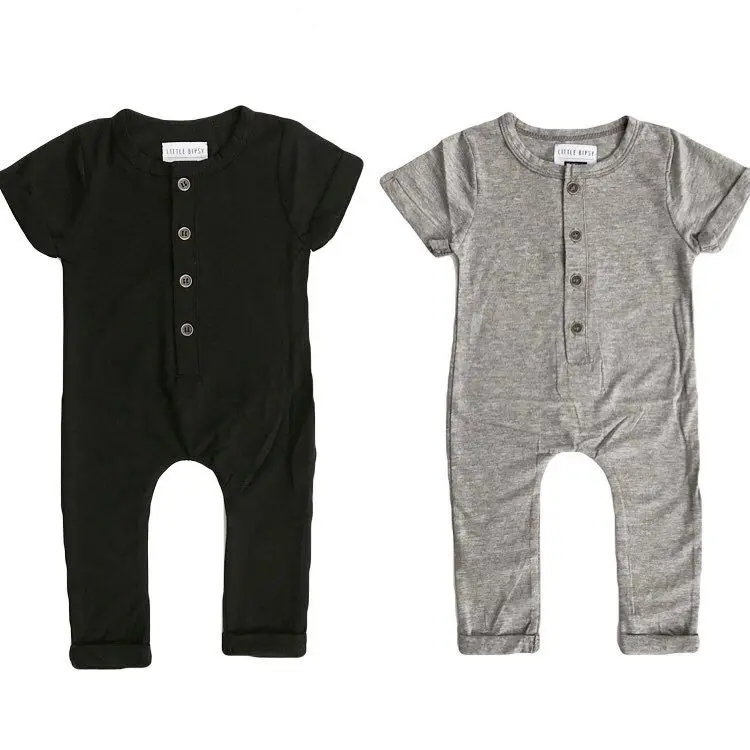 

0-24M Infant Baby Boy Girl Clothes Summer Spring Romper Newborn Playsuit Casual Short Sleeve Clothes Toddler Solid Outfits