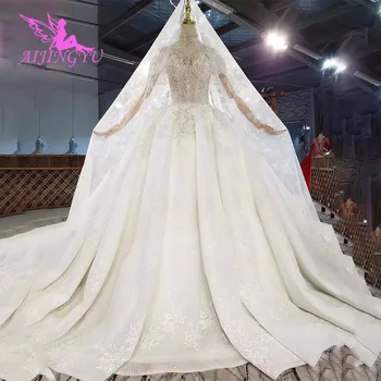 شراءAIJINGYU الدانتيل رخيصة الحجم العباءات منفذ الزواج الملكة الزفاف زائد الأميرة ثوب بسيط فستان الزفاف القطار
