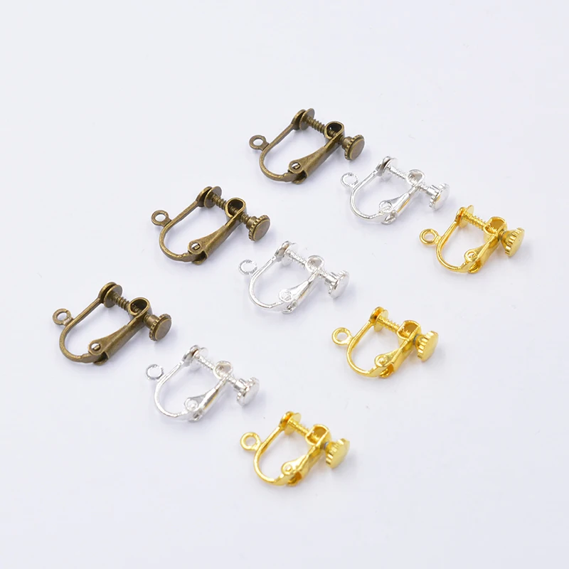 

10pcs Brass Crew Ear Clip Non-Pierced Earring Converter Earring Clasps & Hooks Findings Base for DIY Jewelry Marking Supplies