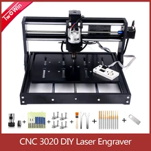 Cnc 3020 máquina de gravura 3 eixos com controlador offline diy cnc gravador a laser madeira roteador pcb fresadora
