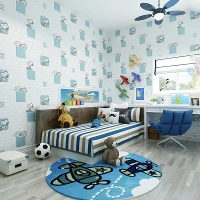 

Cute Cartoon Children Boys And Girls Room Wallpaper Snoopy Brick Foaming Environmentally Friendly Non-woven Wallpaper Wholesale