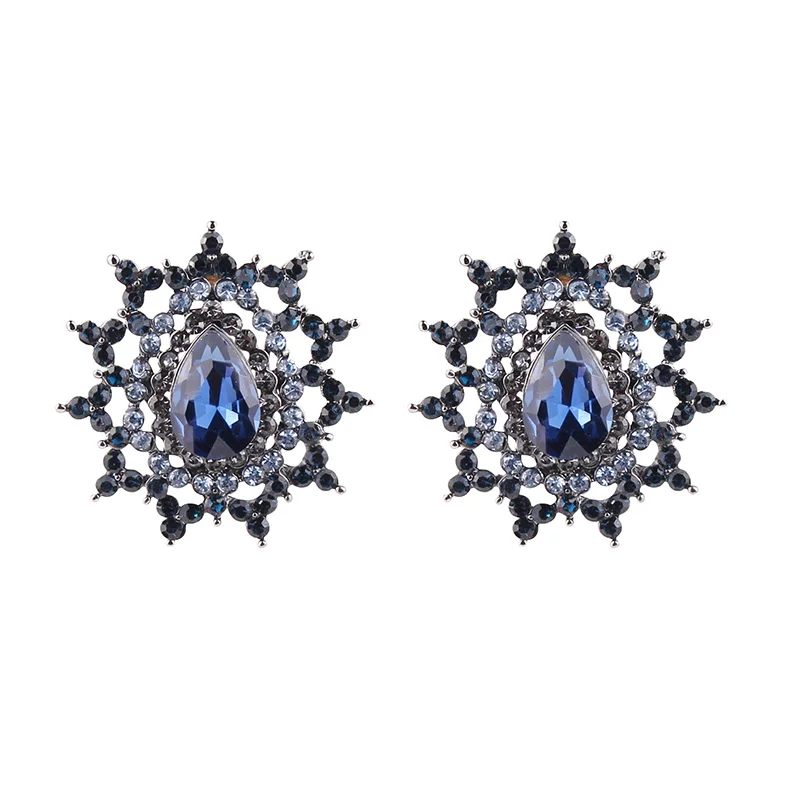 royal blue LUBOV светильник, синие круглые серьги-гвоздики для женщин, модные Благородные Свадебные ювелирные изделия, позолоченные серьги-гвоздики - Окраска металла: royal blue
