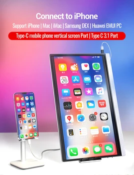 

15.6 inch portable monitor for apple iphone & huawei phone Xbox Switch Ps4 gaming monitor PC support mouse keyboard USB C HDMI
