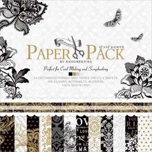  24pcs 12inch Scrapbook Paper Pad Vintage Paper Pack Pattern Metal Background Paper DIY Happy Planner Card Making Diary Project 