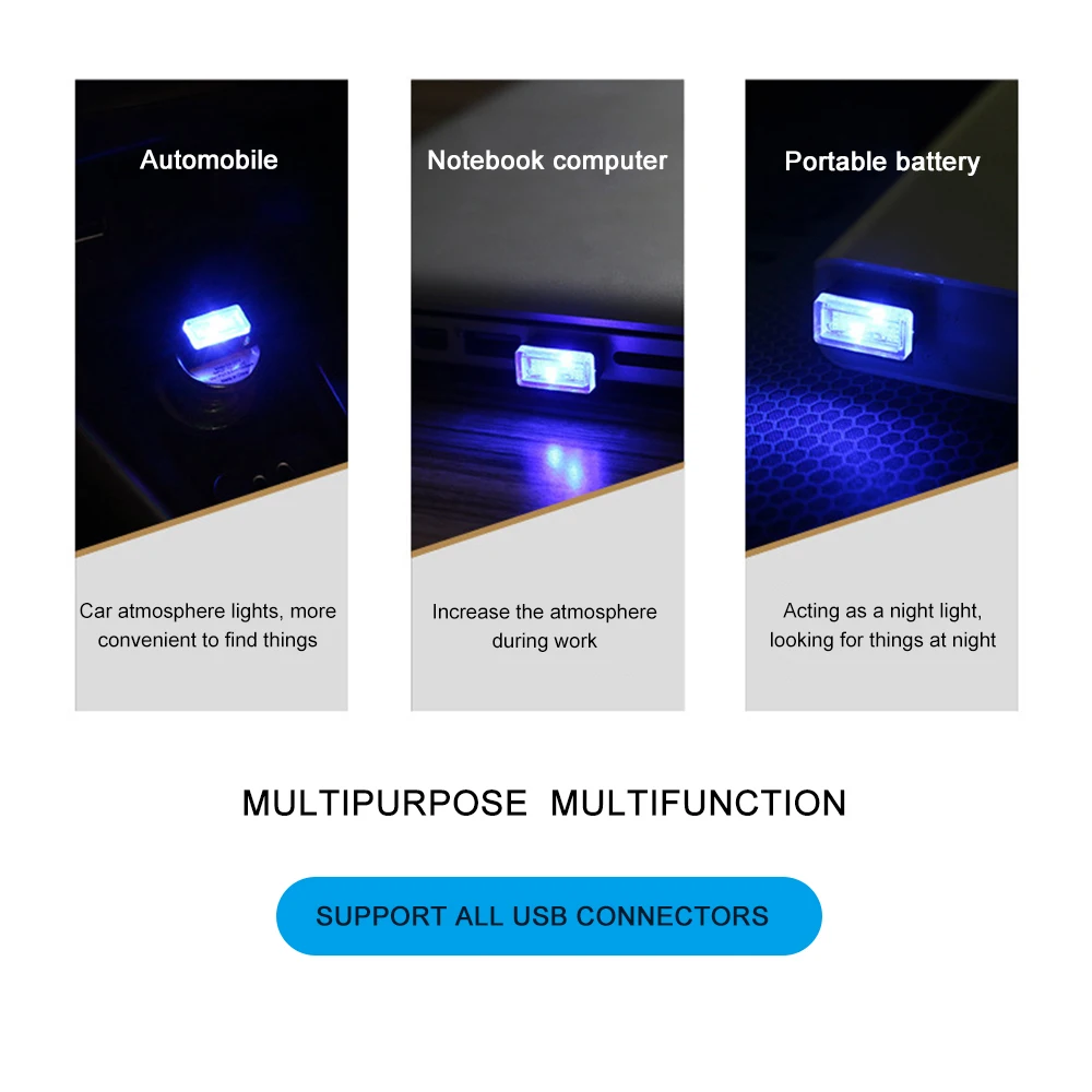 Портативный Красочный светодиодный Автомобильный свет авто интерьер USB атмосферный свет Plug and Play Декор лампа Аварийное освещение автомобильные аксессуары