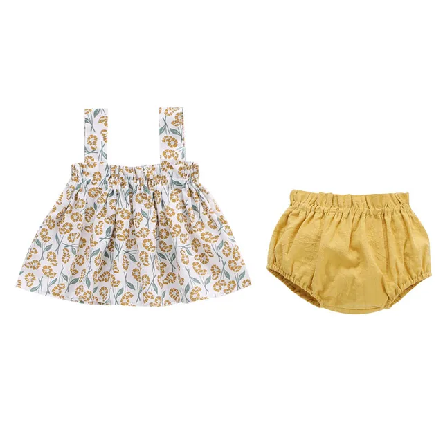Baby Girls Clothes Summer Cotton Mini Dress + PP Shorts 2Pcs Set Infant Baby Clothing Outfit Fashion Print Baby Clothes for Girl Leaf set