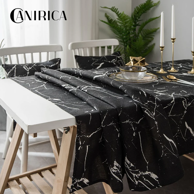 CANIRICA Table Cloth Marble Tablecloth Geometric Dinning Table Cover Black Gold Nappe De Rectangulaire Kitchen Accessories | Дом и сад