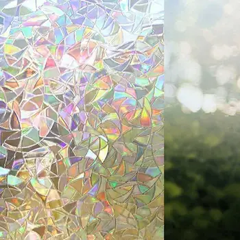 

45x200cm Rainbow Window Film Non-Adhesive Static 3D Irregular Pattern Colorful Decorative Privacy Sun Protection Glass Stick