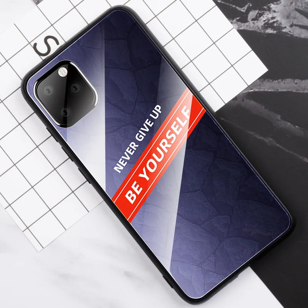 Для IPhone XS MAX XR i8 i8 Plus i7 i6 i6s i6 Plus никогда не оставляйте закаленное стекло ударопрочный задний градиентный цветной бампер
