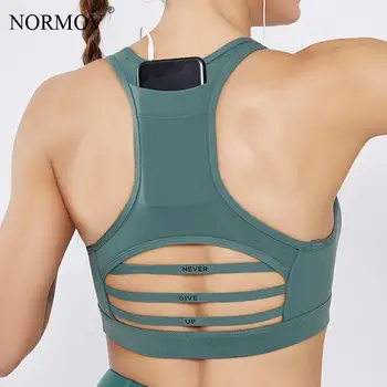 

NORMOV Sexy Seamless Bra For Women Back Pocket Sport Push Up Cotton Bra Fitness Mesh Splicing Bra