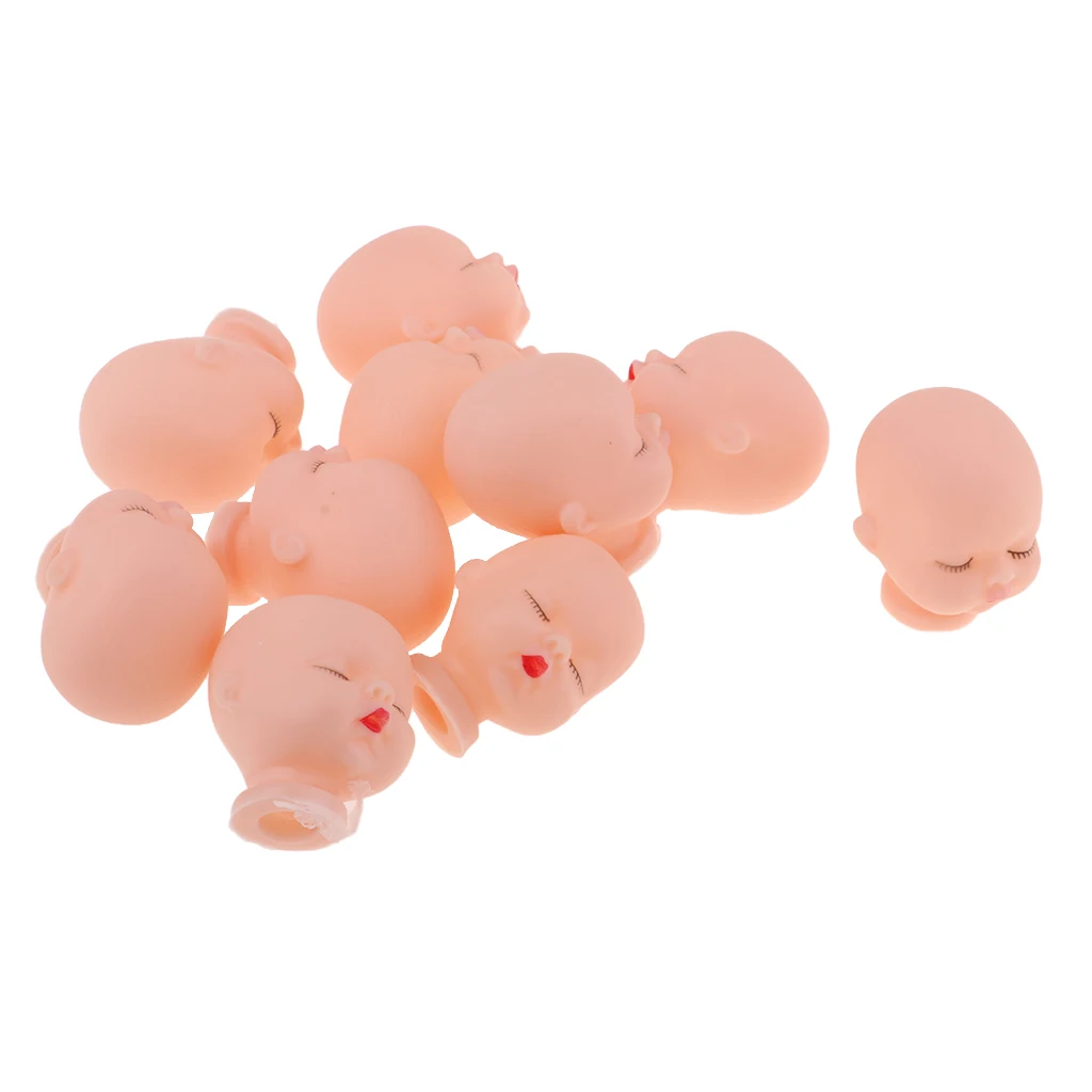 10 Pieces Red Lips Sleeping  Doll Heads Sculpt For Mini Keychain  Toy DIY Custom Body Parts