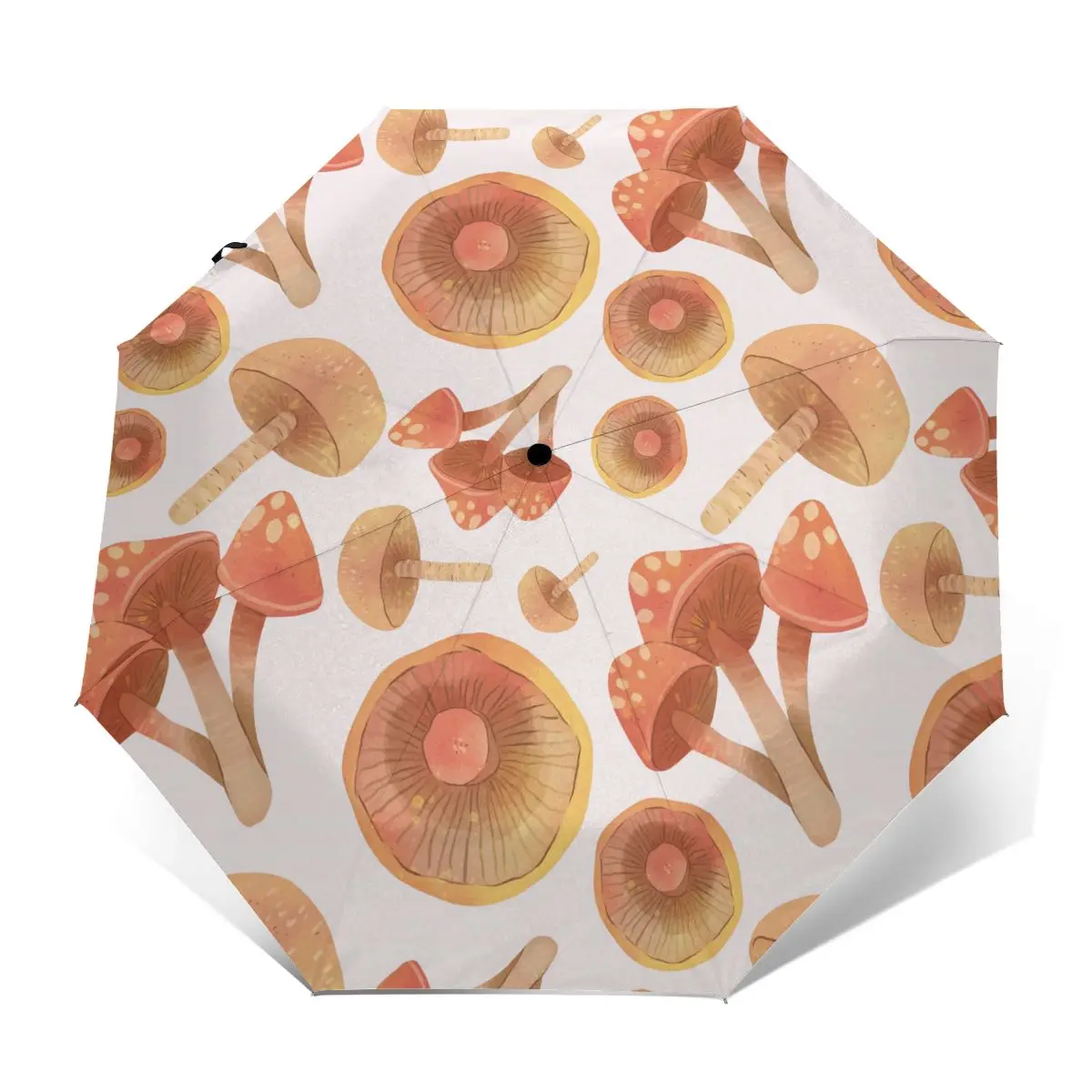 Автоматический зонт от дождя Женский трехскладной Зонт с узором в виде грибов