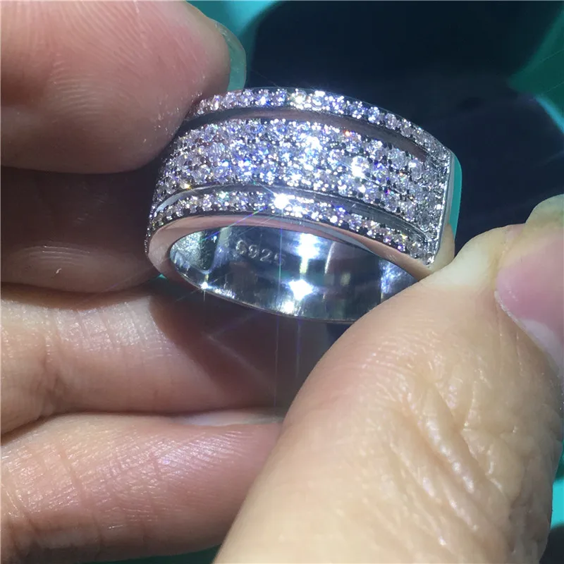 Кольцо Vecalon Eternity Promise, серебро 925 пробы, пять ослепительных слоев AAAAA Cz, обручальное кольцо, кольца для женщин, ювелирные изделия