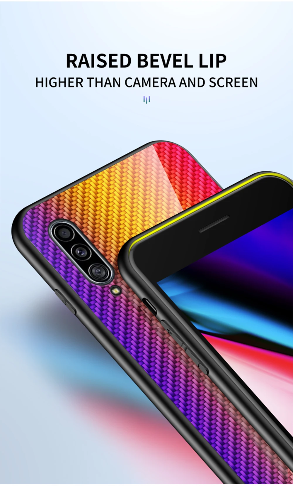 Для samsung A80 чехол для телефона Роскошный чехол из углеродного волокна из закаленного стекла для samsung Galaxy A 90 градиентный витражный чехол для телефона