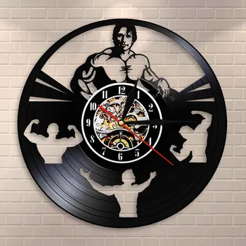 

BODYBUILDING CLOCK Personalized Handmade Vinyl Record Clock Bodybuilder Room Decorative Bodybuilder Wall Clock Gym Decor